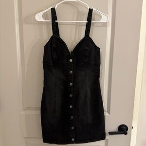 Forever 21 Black Button-Front Denim Mini Dress
